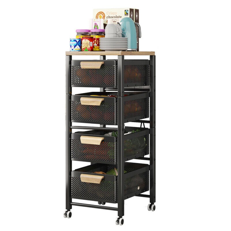 4/5 Tier Kitchen metal Storage Rolling Cart organizer with Drawers Wheels Shelf